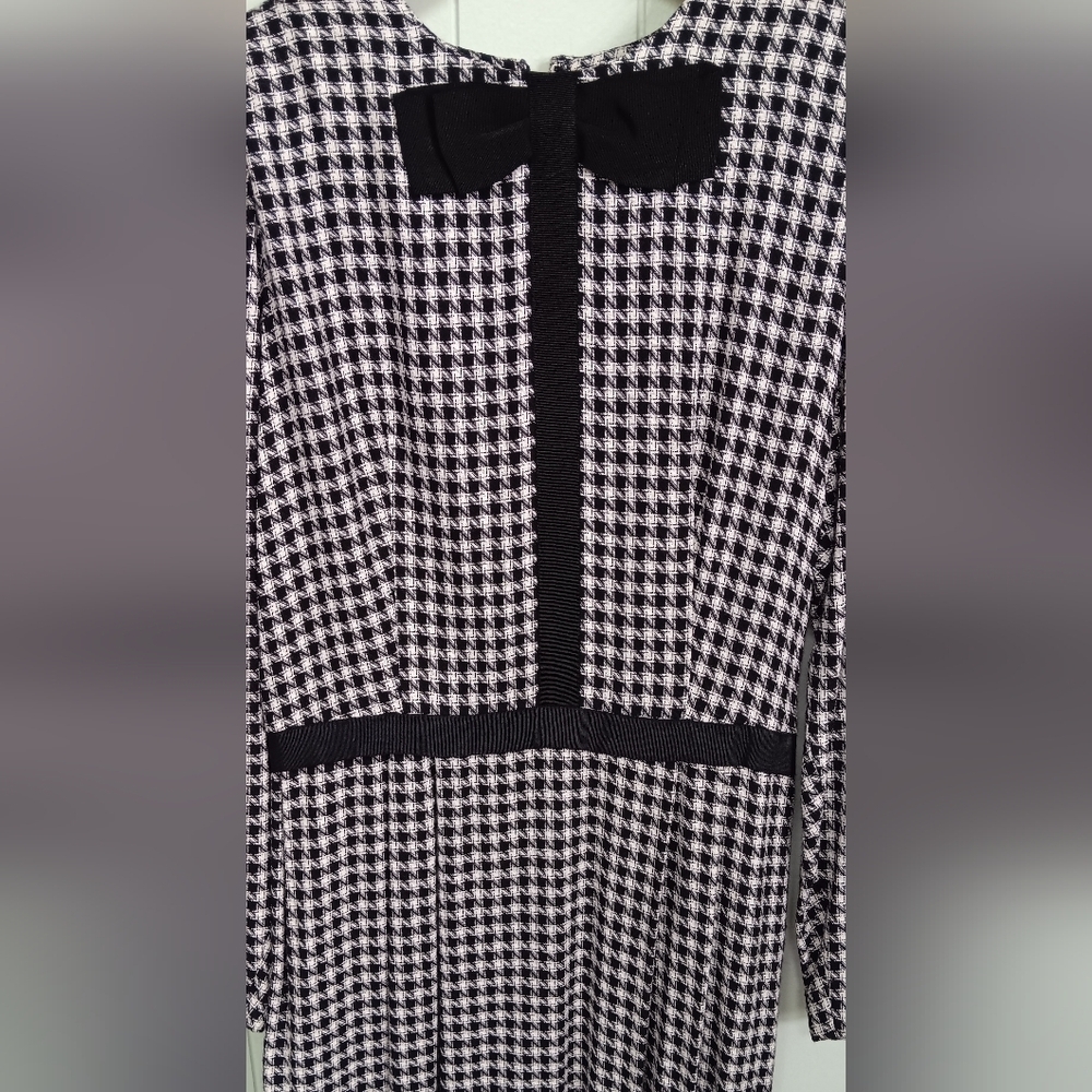 Womens Vintage Maggy Boutique Elegant Black and White Houndstooth Dress sz 6 - Picture 2 of 7